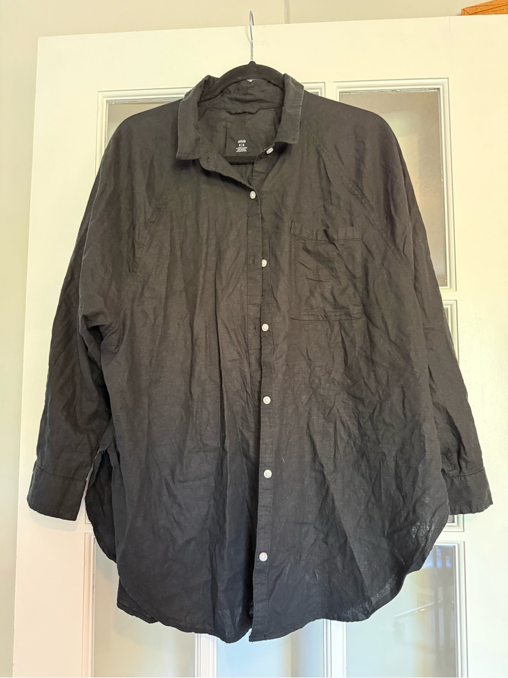 aerie Black Lightweight Button-Up Shirt